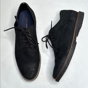 Cole Haan Men’s OS Nathan Oxford Lace-up Loafers Shoes Black Leather S-321 Sz 10